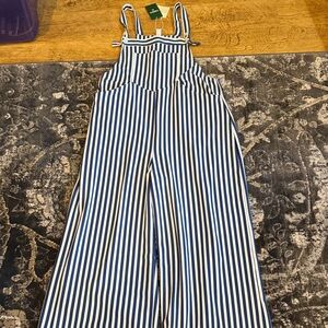 HALARA Navy and White Vertical Stripe Jumpsuit XL NWT